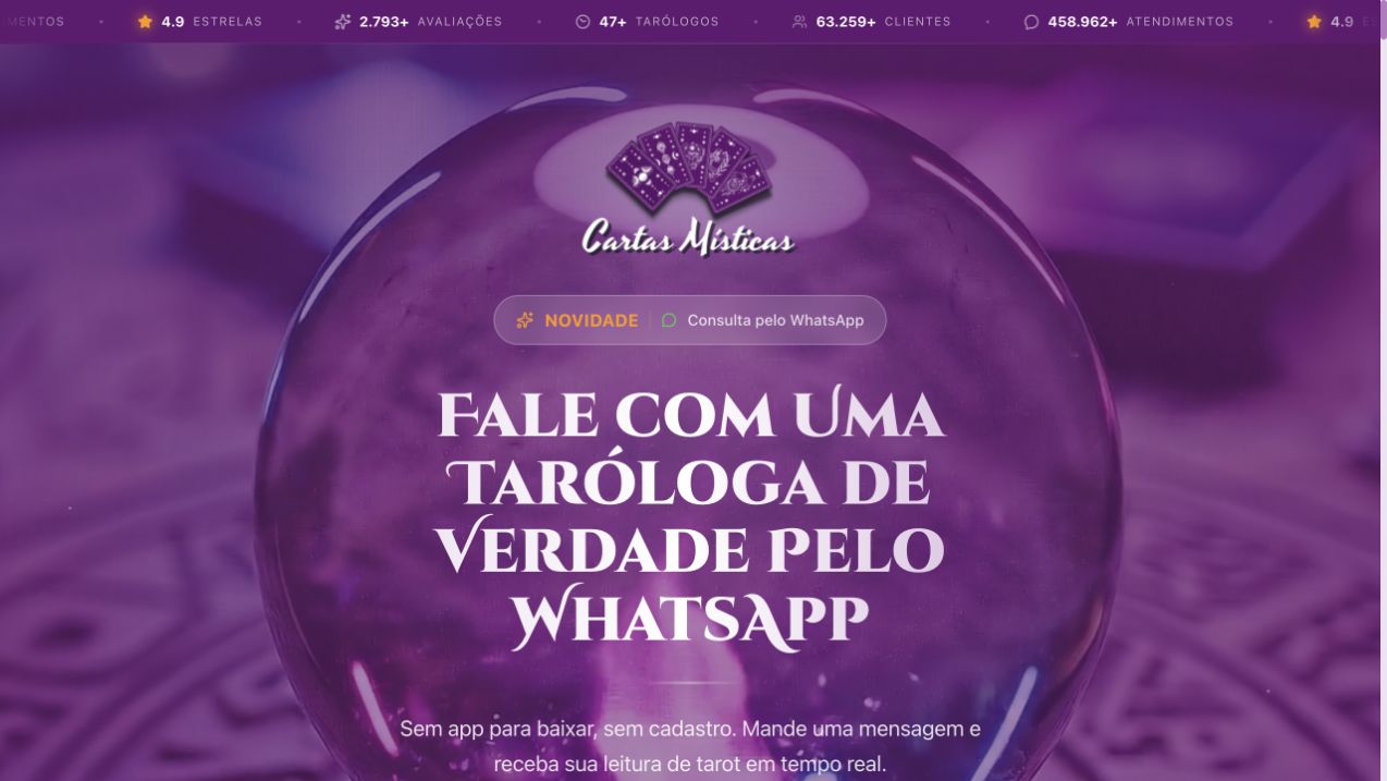 Página inicial de Cartas Místicas Whats
