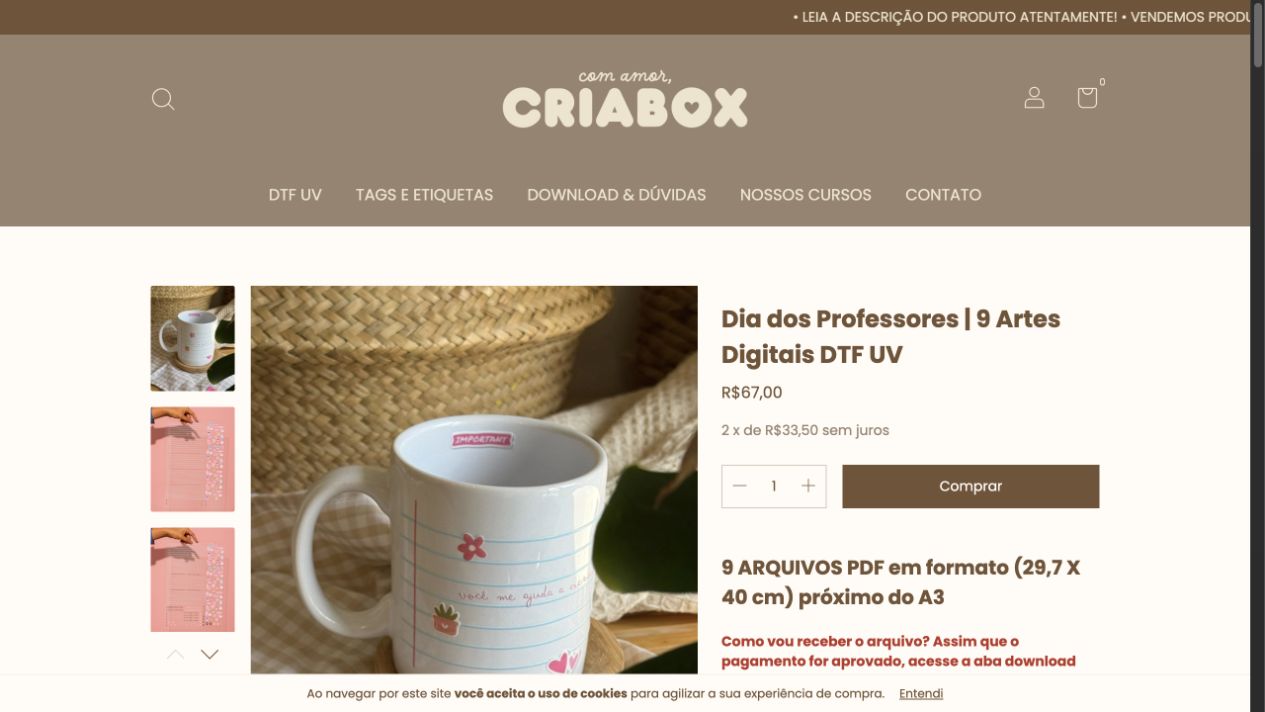 Página inicial de Com Amor Cria Box