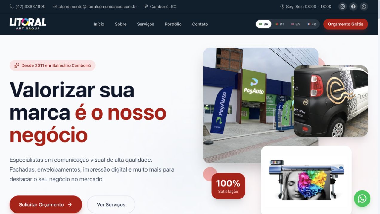 Página inicial de Litoral Comunicação