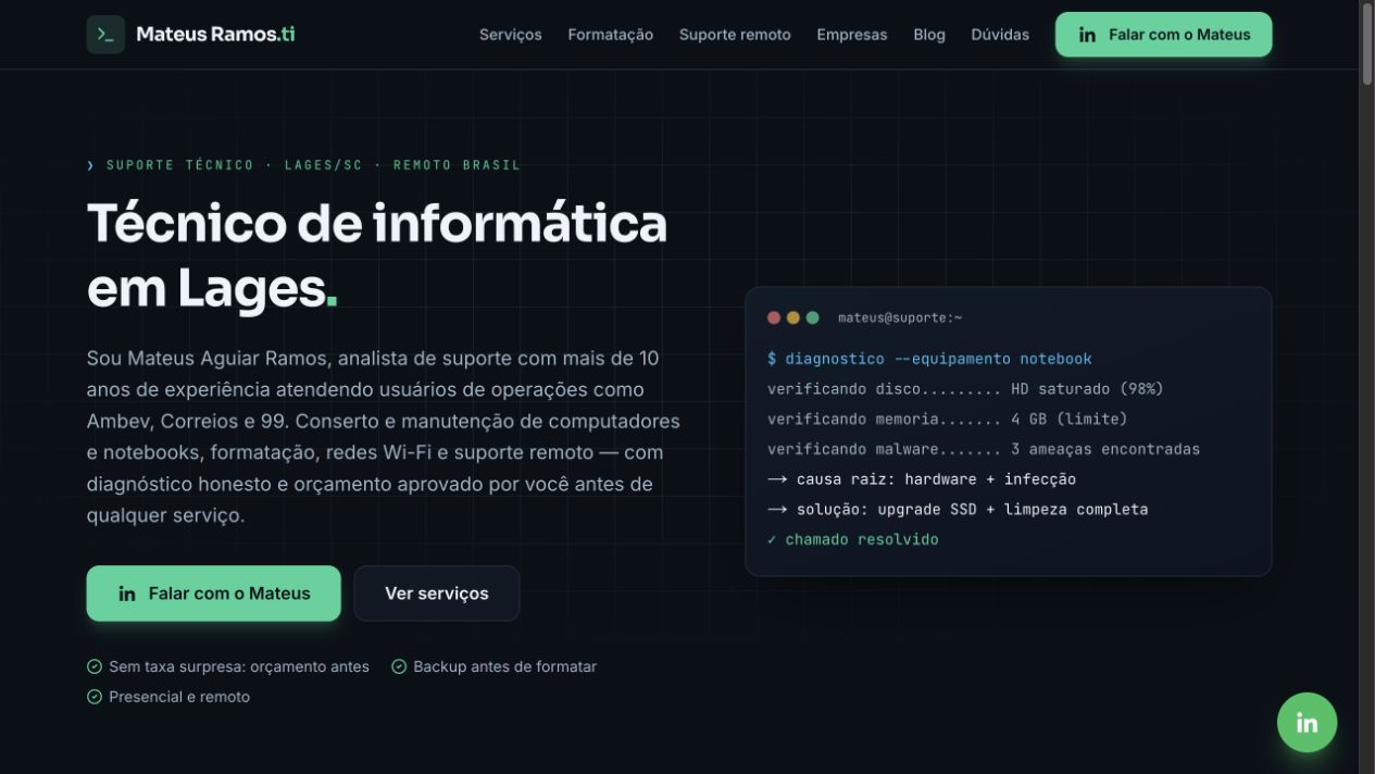 Página inicial de Mateus Ramos TI