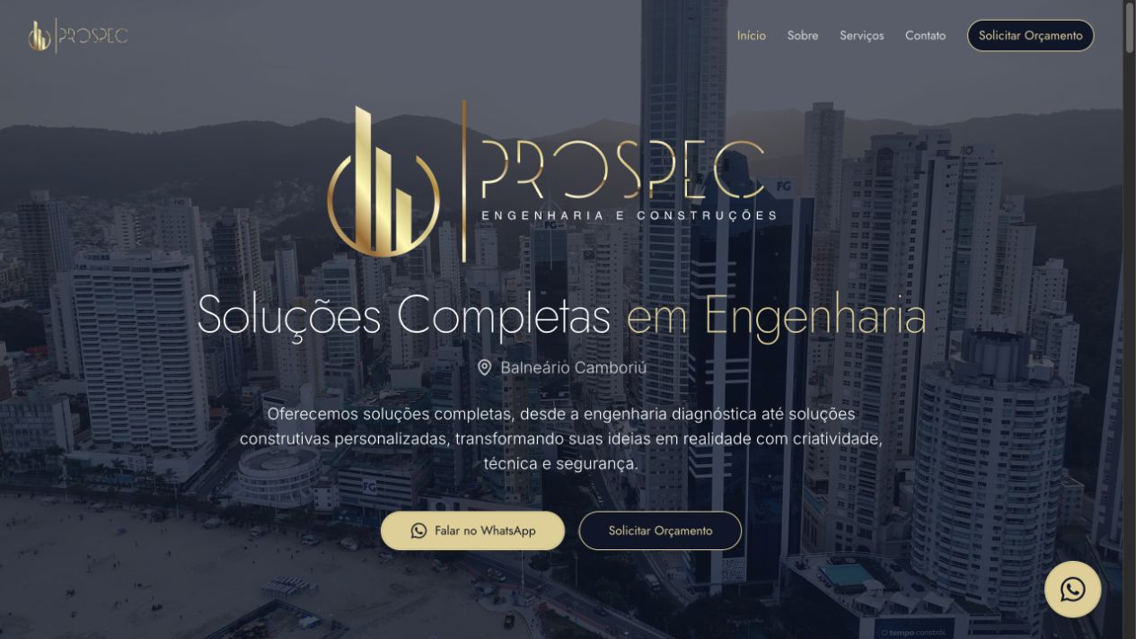 Página inicial de Prospec Engenharia