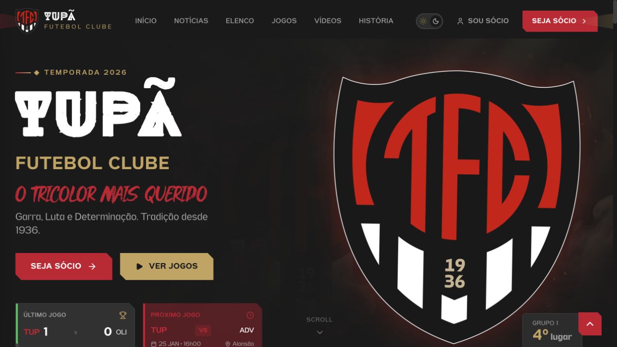 Página inicial de Tupã FC Sócio Torcedor