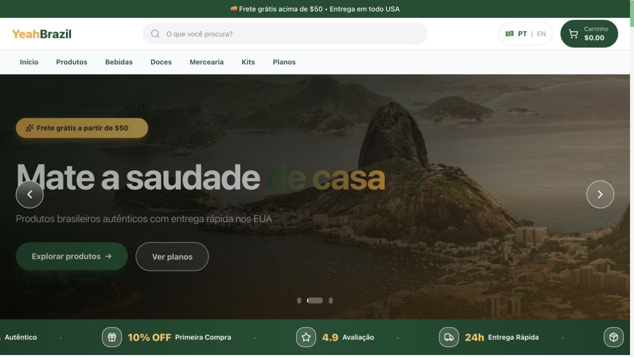 Página inicial de Yeah Brazil